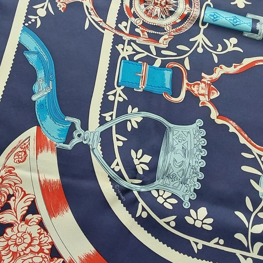 HERMÈS _ PARIS ETRIERS Multicolored Silk Scarf - Picture 14 of 15